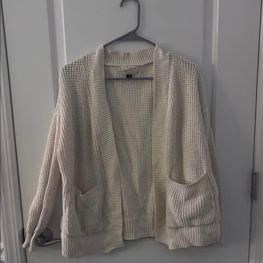 Cream Knit Cardigan with Pockets